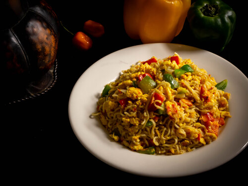 Indomie Noodles with Fried Eggs